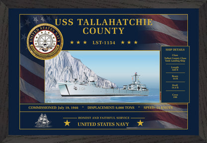 USS Tallahatchie LST-1154 Framed Patriotic Art