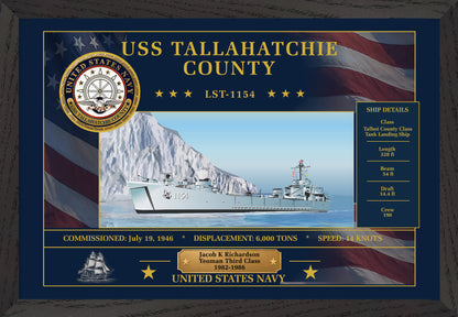 USS Tallahatchie LST-1154 Framed Patriotic Art