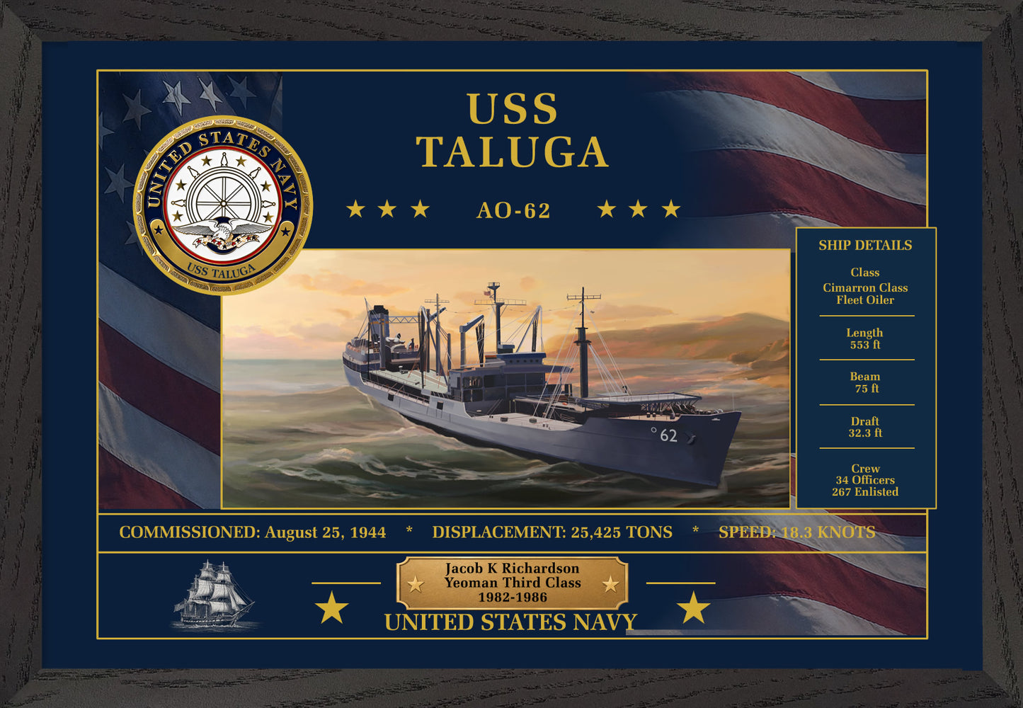 USS Taluga AO-62 Framed Patriotic Art