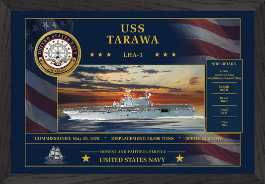 USS Tarawa LHA-1 Framed Patriotic Art