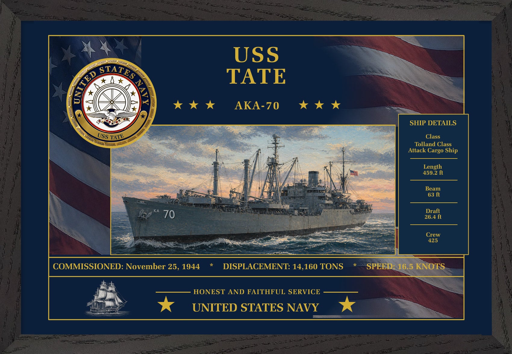 USS Tate AKA-70 Framed Patriotic Art