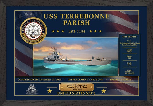 USS Terrebonne Parish LST-1156 Framed Patriotic Art
