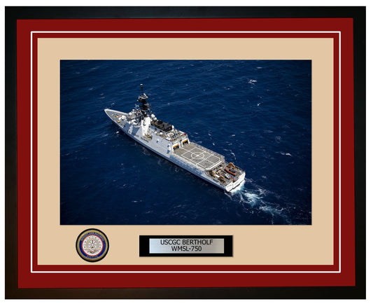USCGC BERTHOLF WMSL 750 Framed Coast Guard Ship Photo Burgundy 215WMSL750