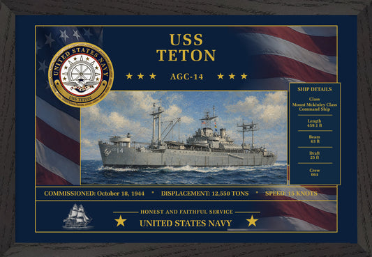 USS Teton AGC-14 Framed Patriotic Art