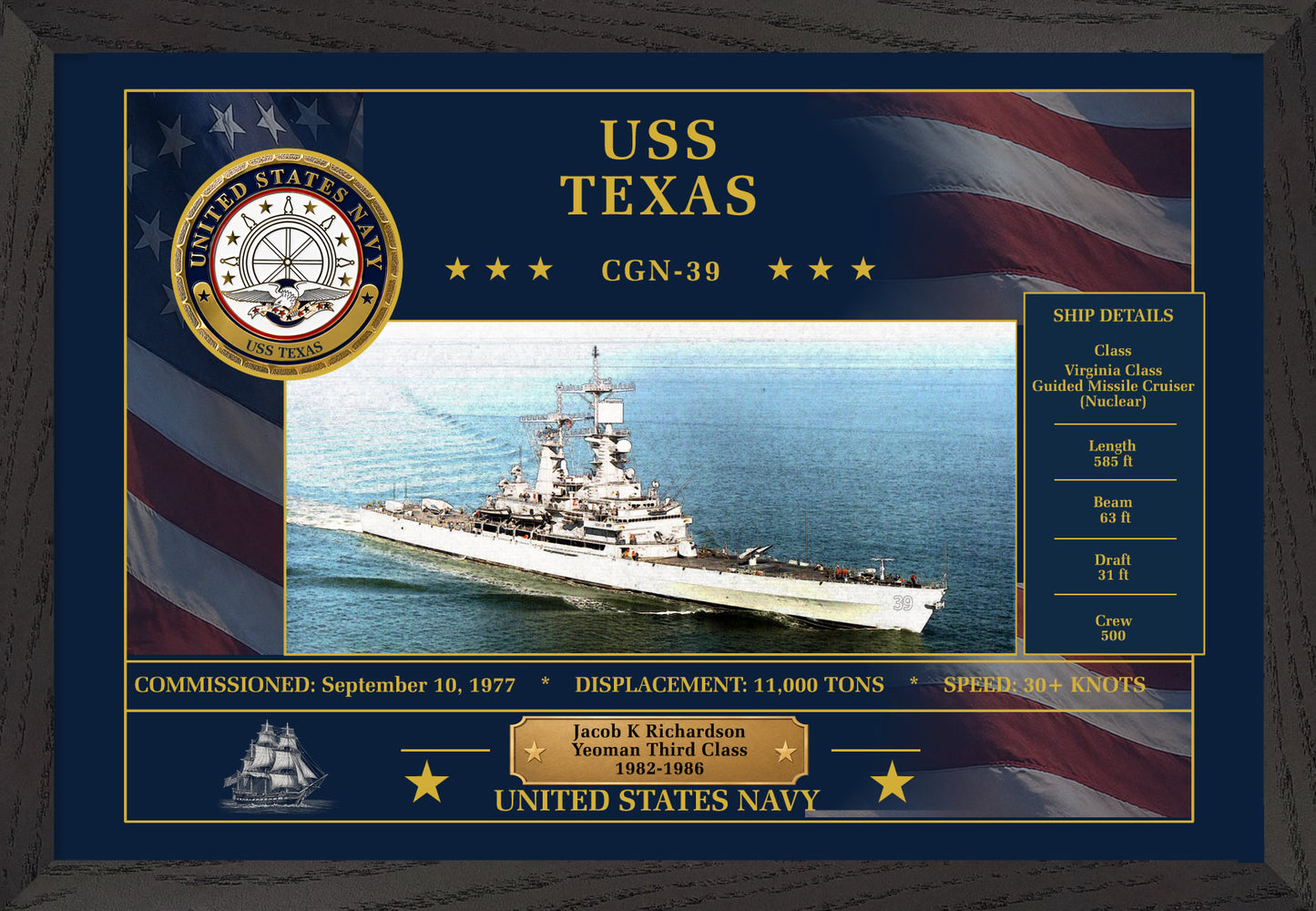 USS Texas CGN-39 Framed Patriotic Art