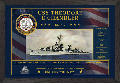USS Theodore E Chandler DD-717 Framed Patriotic Art