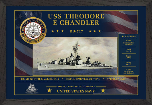 USS Theodore E Chandler DD-717 Framed Patriotic Art