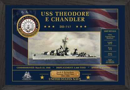 USS Theodore E Chandler DD-717 Framed Patriotic Art