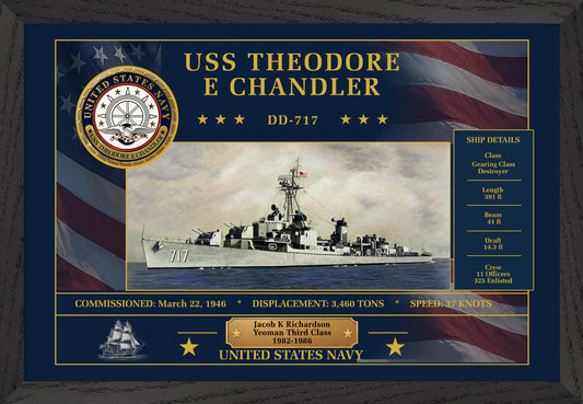 USS Theodore E Chandler DD-717 Framed Patriotic Art