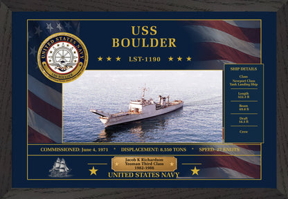 USS Boulder LST-1190 Framed Patriotic Art