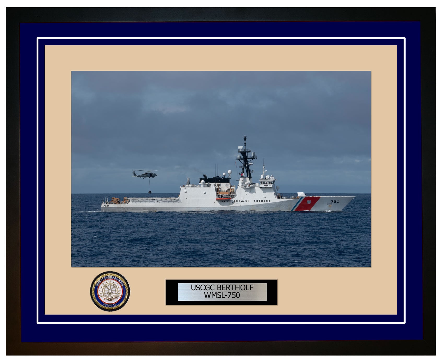 USCGC BERTHOLF WMSL 750 Framed Coast Guard Ship Photo Blue 216WMSL750