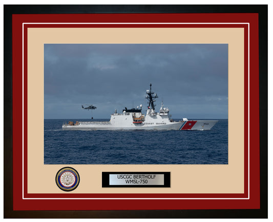 USCGC BERTHOLF WMSL 750 Framed Coast Guard Ship Photo Burgundy 216WMSL750