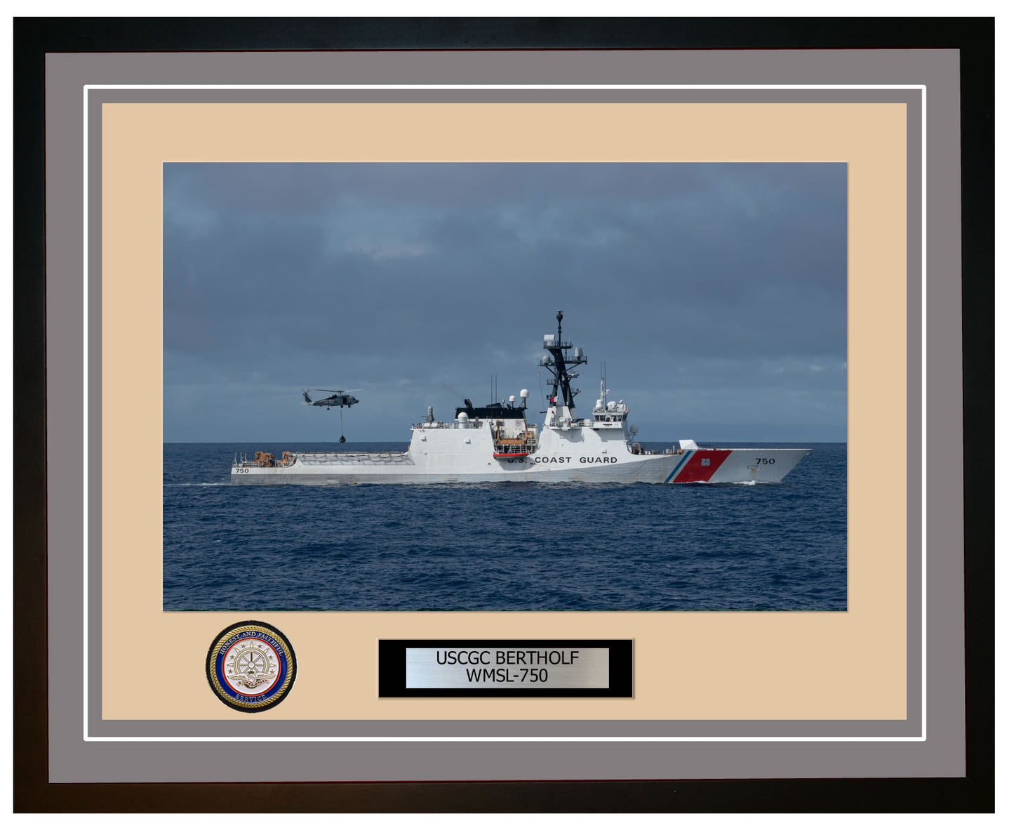 USCGC BERTHOLF WMSL 750 Framed Coast Guard Ship Photo Grey 216WMSL750