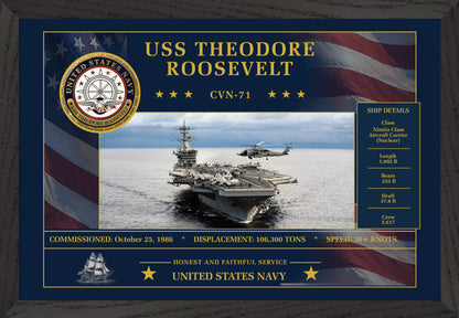 USS Theodore Roosevelt CVN-71 Framed Patriotic Art