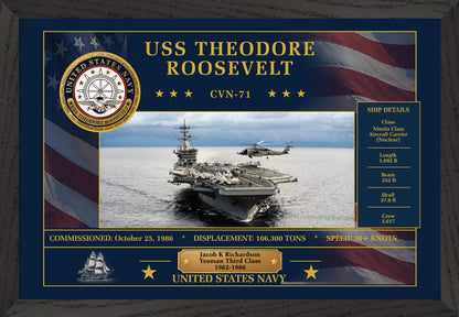 USS Theodore Roosevelt CVN-71 Framed Patriotic Art