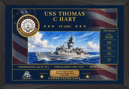 USS Thomas C Hart FF-1092 Framed Patriotic Art