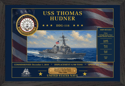 USS Thomas Hudner DDG-116 Framed Patriotic Art