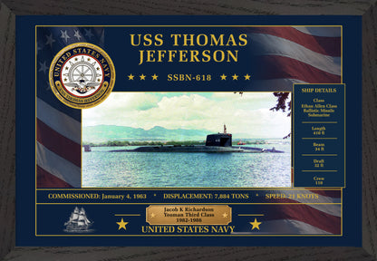 USS Thomas Jefferson SSBN-618 Framed Patriotic Art