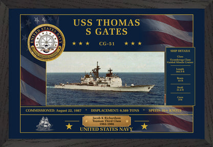 USS Thomas S Gates CG-51 Framed Patriotic Art