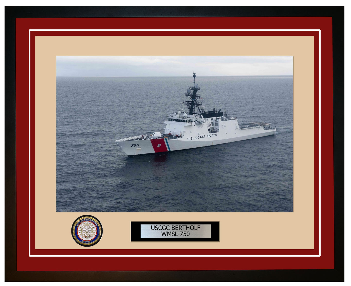 USCGC BERTHOLF WMSL 750 Framed Coast Guard Ship Photo Burgundy 217WMSL750