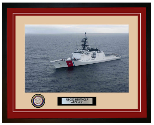 USCGC BERTHOLF WMSL 750 Framed Coast Guard Ship Photo Burgundy 217WMSL750