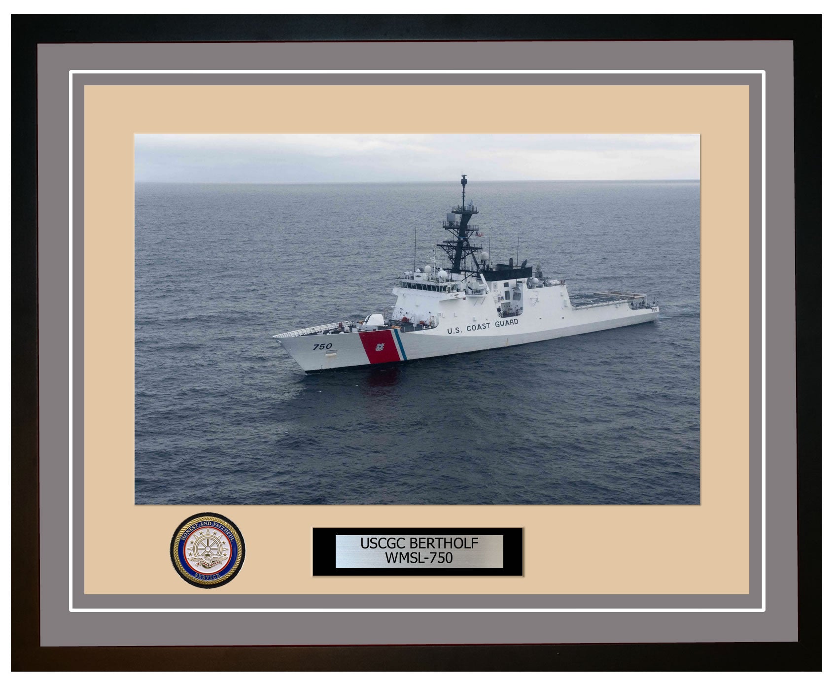 USCGC BERTHOLF WMSL 750 Framed Coast Guard Ship Photo Grey 217WMSL750