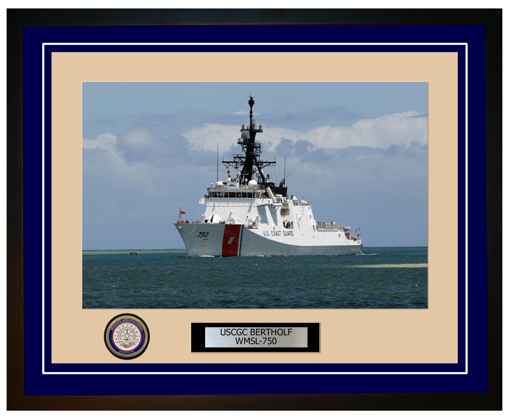 USCGC BERTHOLF WMSL 750 Framed Coast Guard Ship Photo Blue 219WMSL750