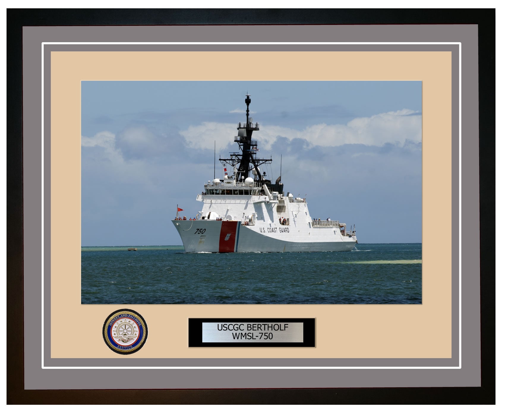 USCGC BERTHOLF WMSL 750 Framed Coast Guard Ship Photo Grey 219WMSL750