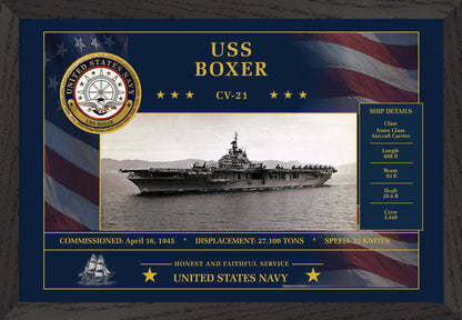 USS Boxer CV-21 Framed Patriotic Art