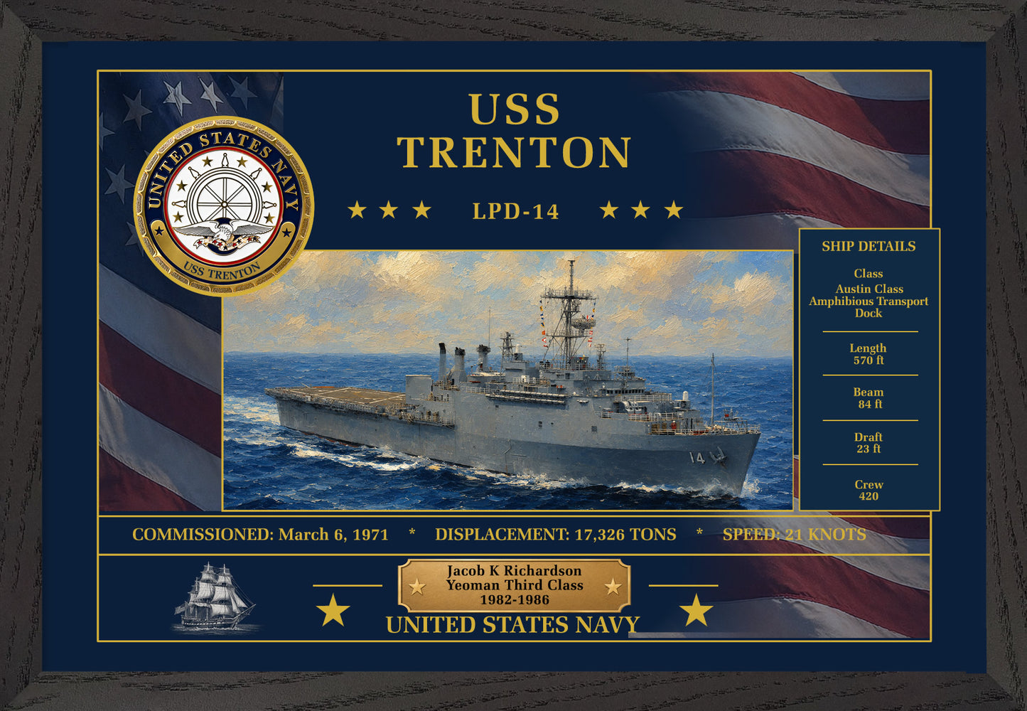 USS Trenton LPD-14 Framed Patriotic Art