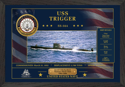 USS Trigger SS-564 Framed Patriotic Art