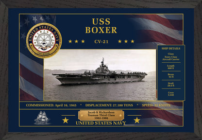 USS Boxer CV-21 Framed Patriotic Art