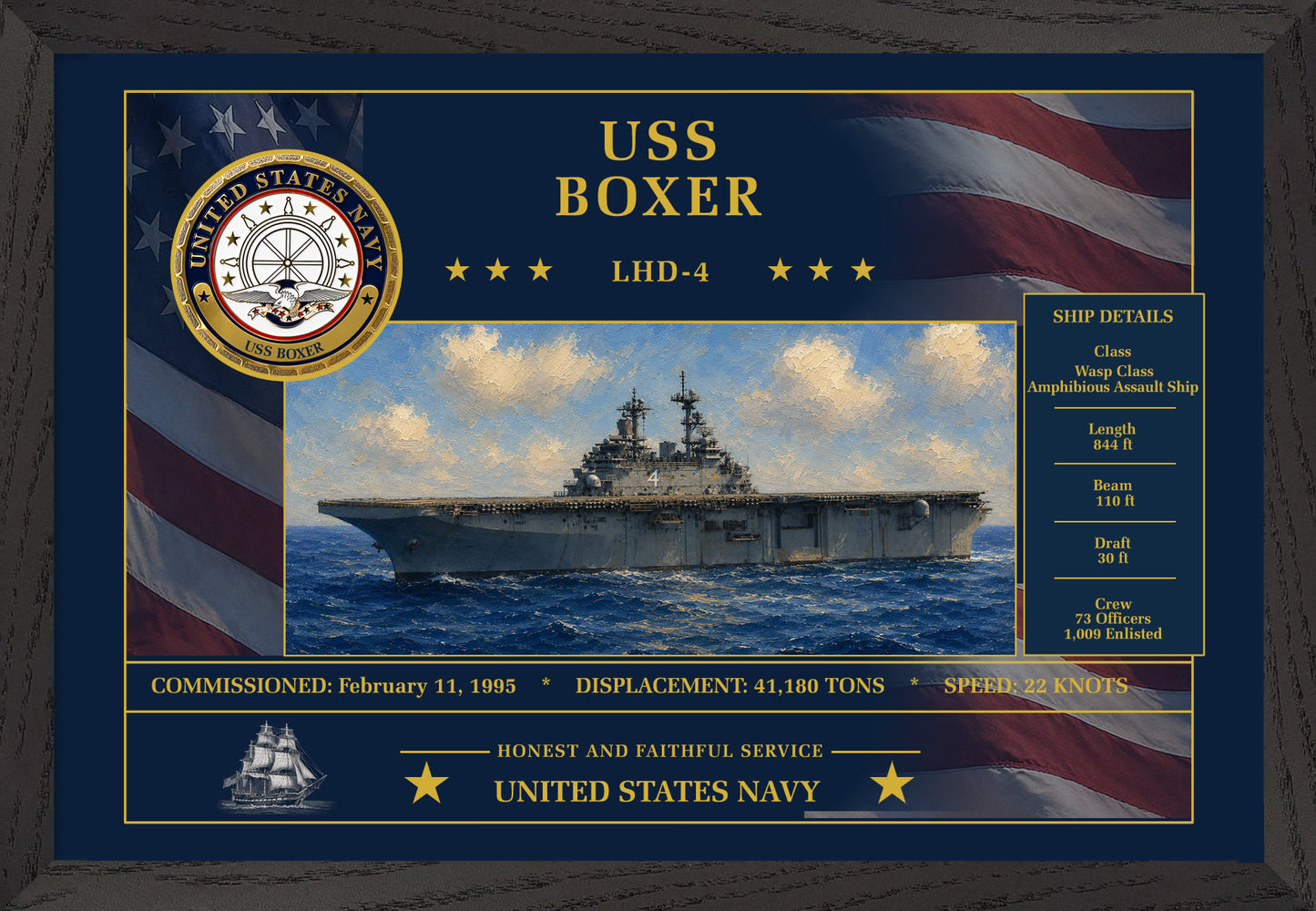USS Boxer LHD-4 Framed Patriotic Art