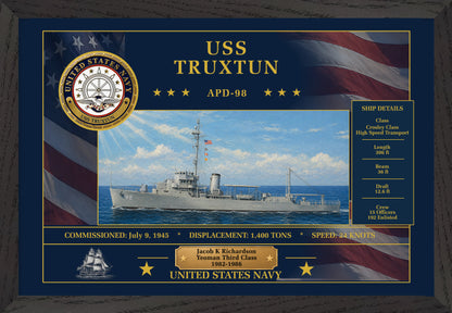 USS Truxtun APD-98 Framed Patriotic Art