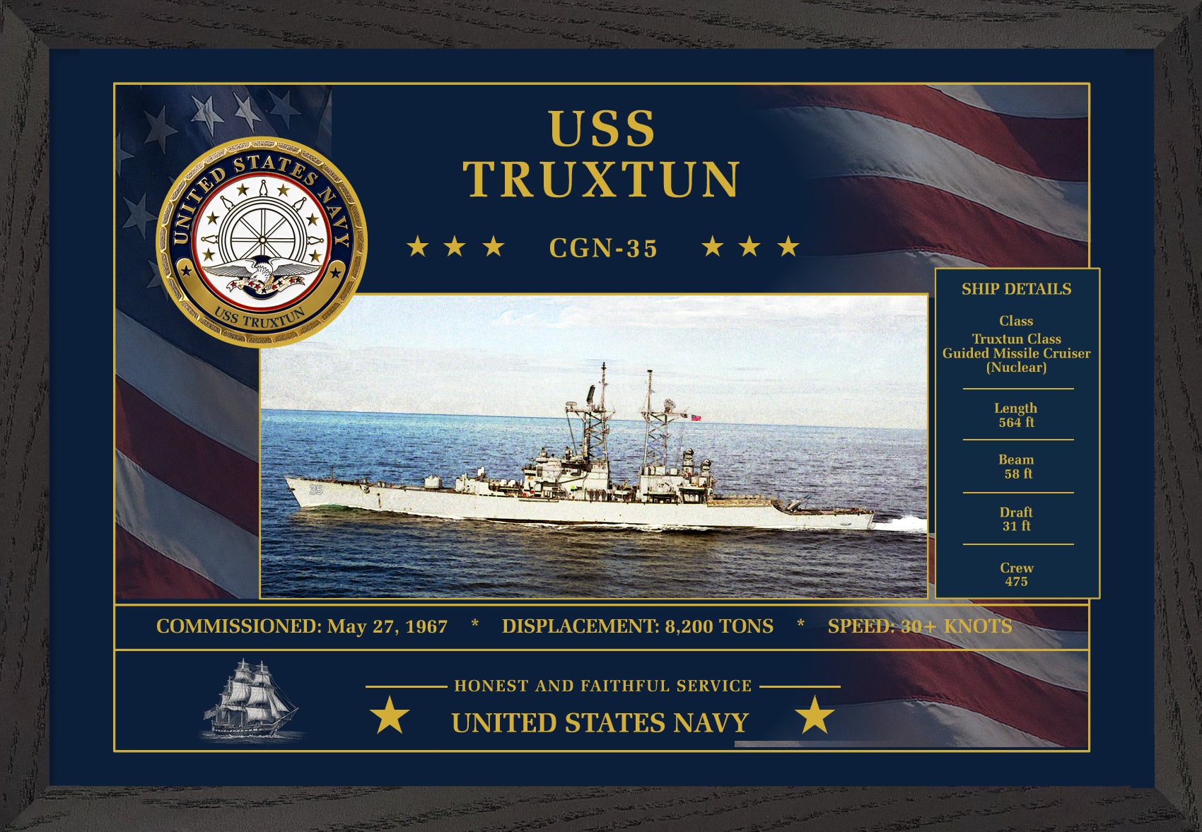 USS Truxtun CGN-35 Framed Patriotic Art