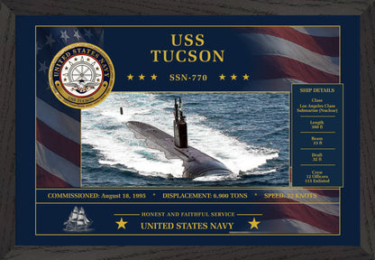 USS Tucson SSN-770 Framed Patriotic Art