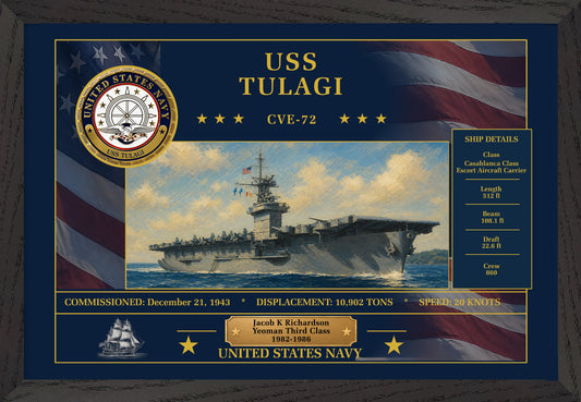 USS Tulagi CVE-72 Framed Patriotic Art