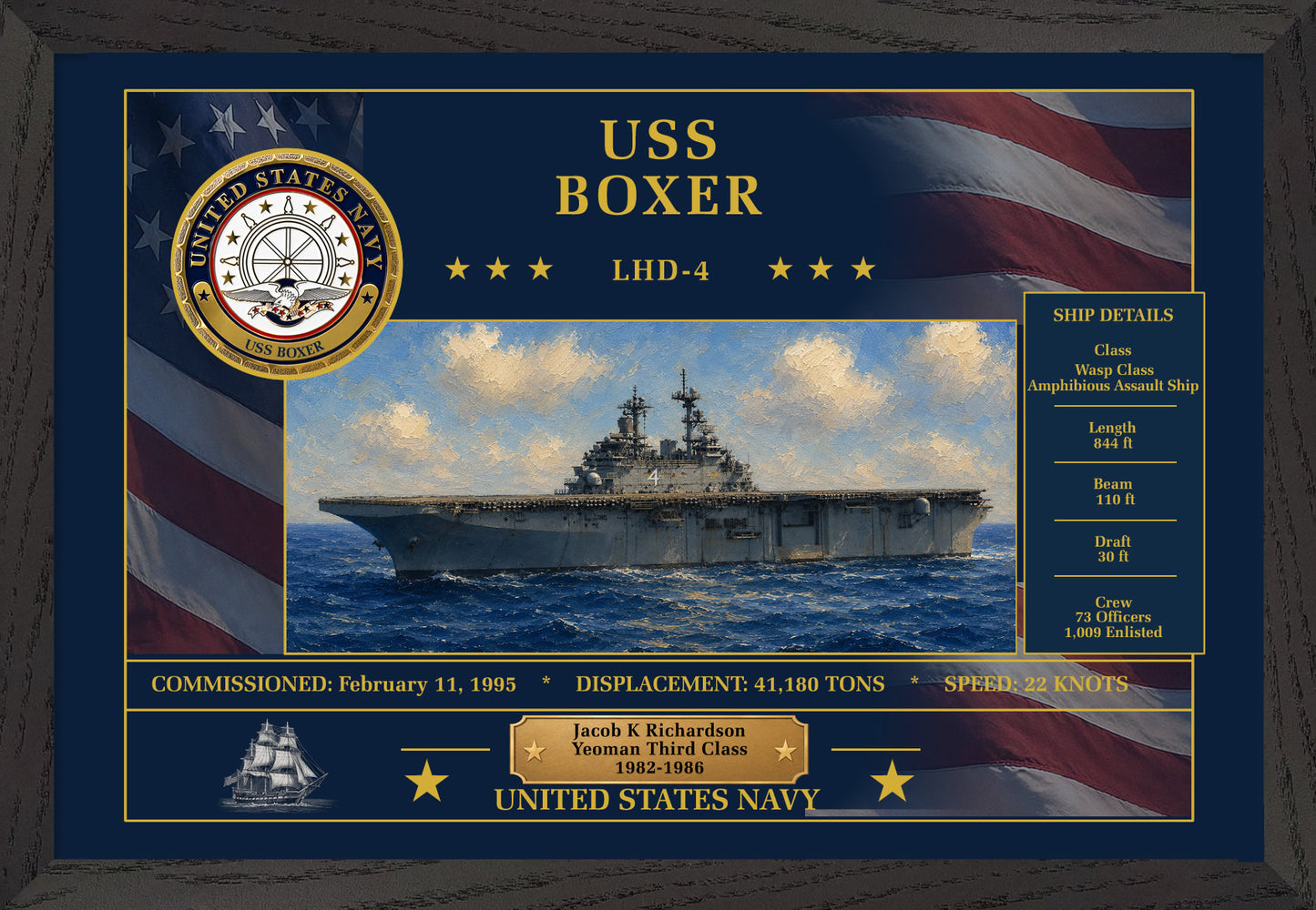 USS Boxer LHD-4 Framed Patriotic Art