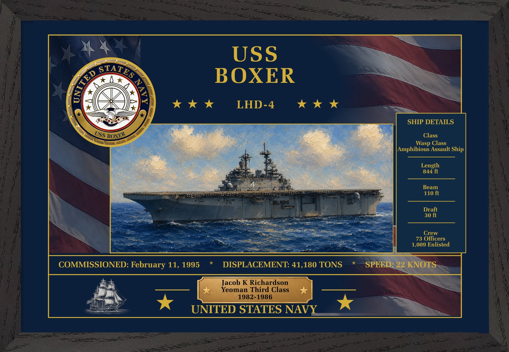 USS Boxer LHD-4 Framed Patriotic Art