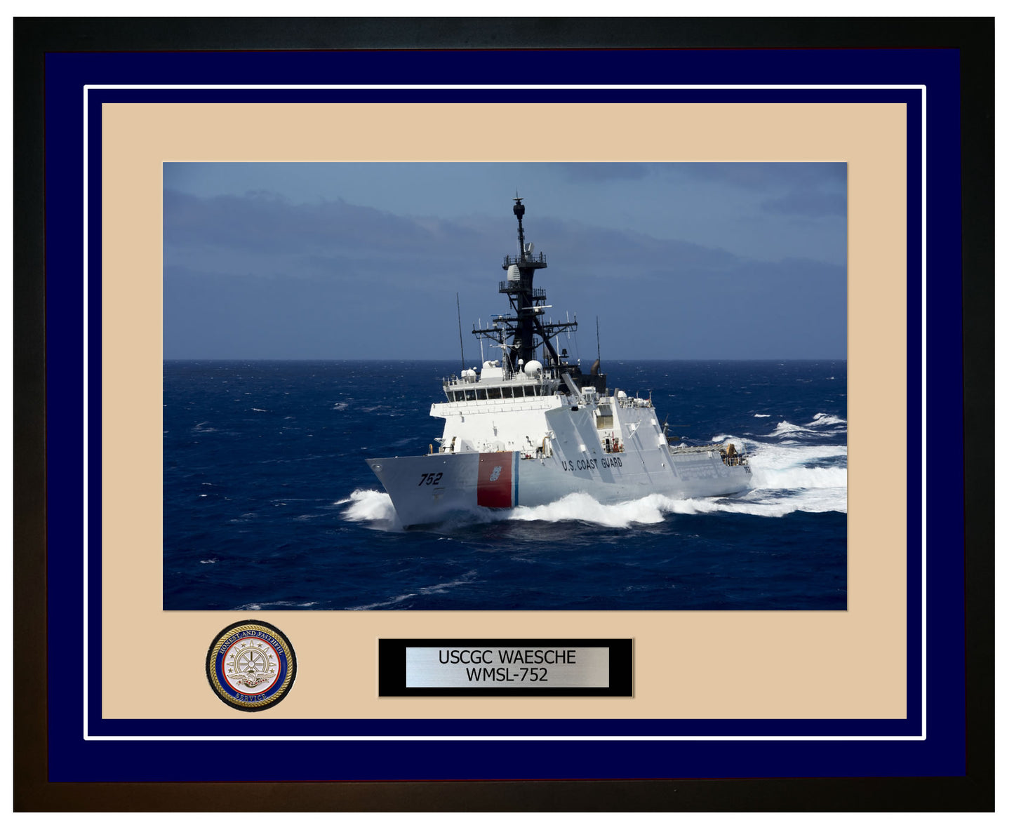USCGC WAESCHE WMSL 752 Framed Coast Guard Ship Photo Blue 223WMSL752
