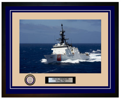 USCGC WAESCHE WMSL 752 Framed Coast Guard Ship Photo Blue 223WMSL752
