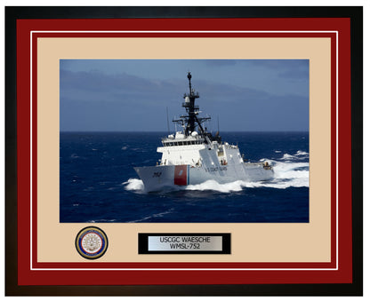 USCGC WAESCHE WMSL 752 Framed Coast Guard Ship Photo Burgundy 223WMSL752