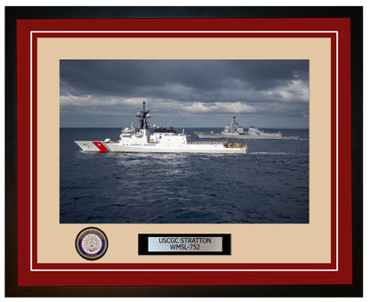 USCGC STRATTON WMSL 752 Framed Coast Guard Ship Photo Burgundy 224WMSL752
