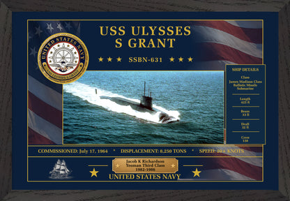 USS Ulysses S Grant SSBN-631 Framed Patriotic Art