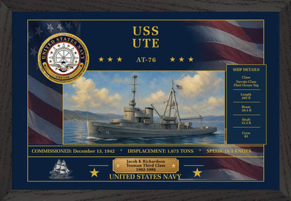 USS Ute AT-76 Framed Patriotic Art