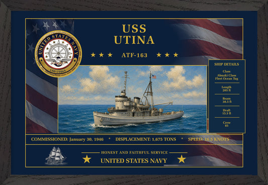 USS Utina ATF-163 Framed Patriotic Art