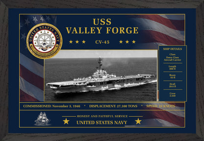 USS Valley Forge CV-45 Framed Patriotic Art