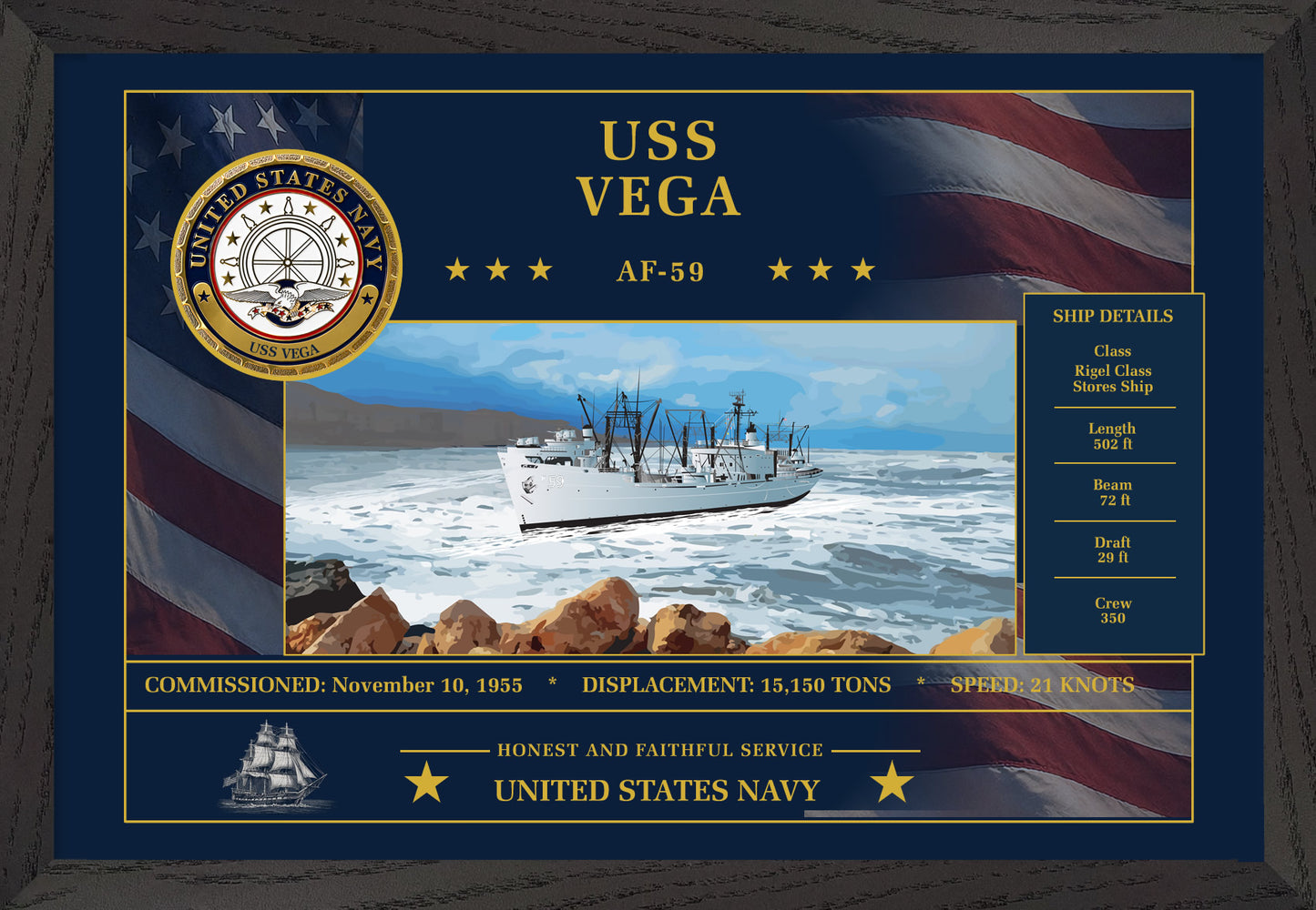 USS Vega AF-59 Framed Patriotic Art