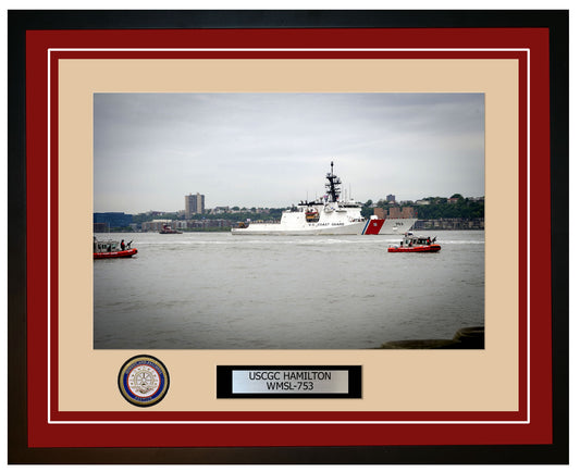 USCGC HAMILTON WMSL 753 Framed Coast Guard Ship Photo Burgundy 226WMSL753