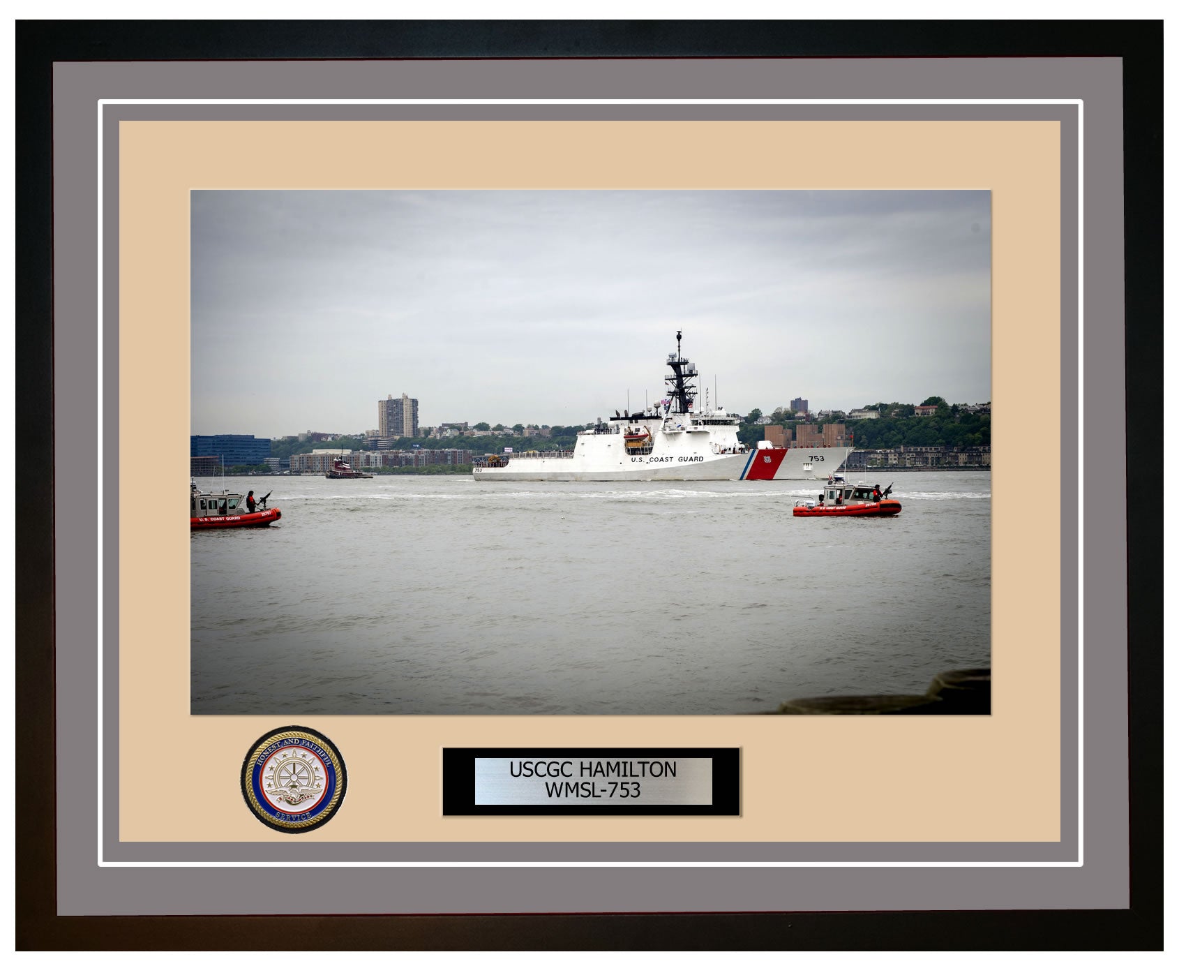 USCGC HAMILTON WMSL 753 Framed Coast Guard Ship Photo Grey 226WMSL753